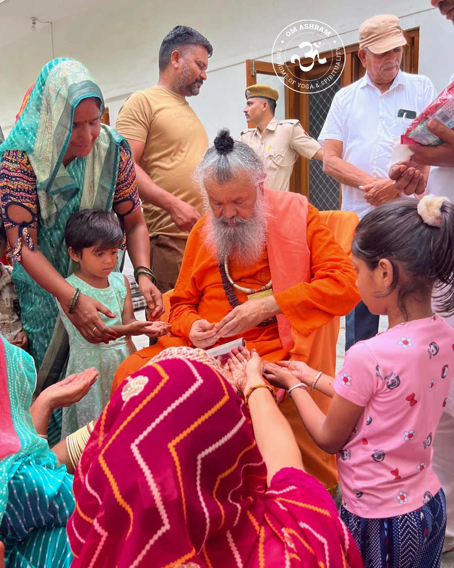 Preparing pieces of prasad.
